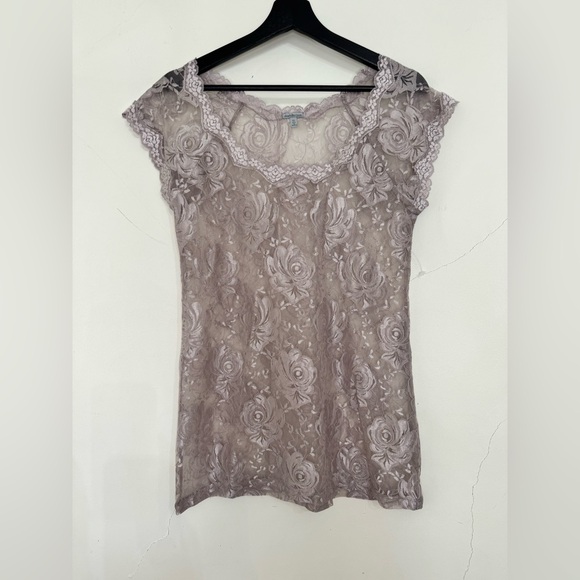 NWOT Women’s Charolette Russe Y2K Inspired Floral Lace Sheer Cottagecore Top - Picture 1 of 9